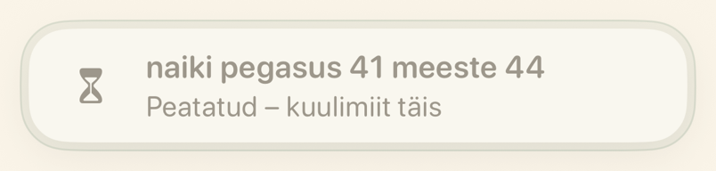 Peatatud meeldetuletuse kaart kuulimiidi täitumisel