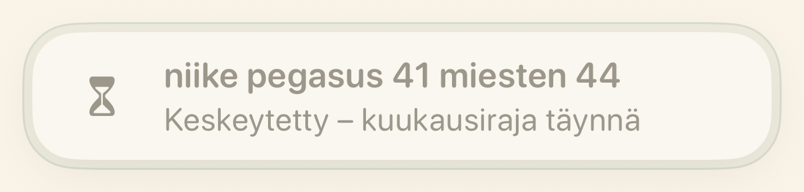 Keskeytetty muistutuskortti kuukausirajan täytyttyä