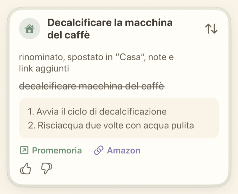 Scheda di un promemoria per la casa con i passaggi da seguire