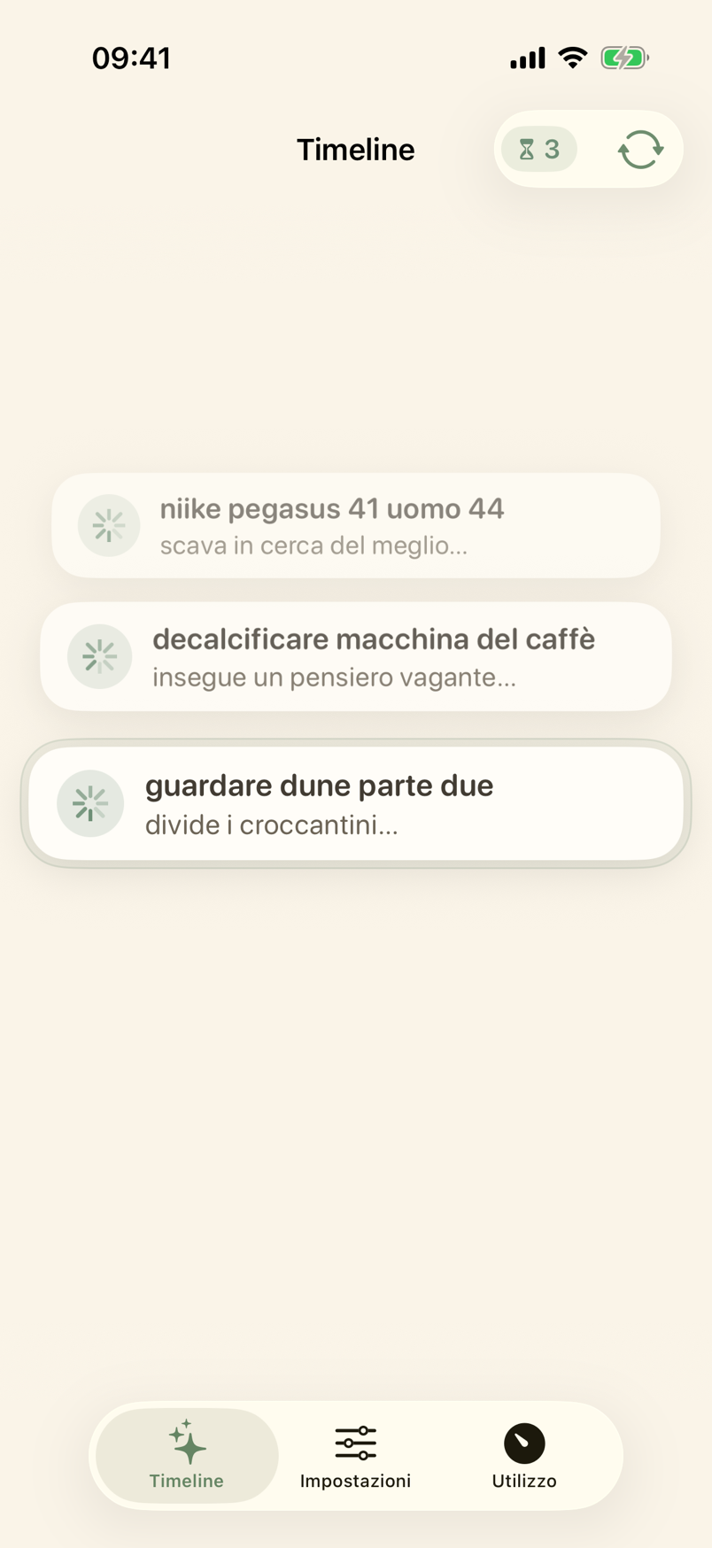 Scheda nella Timeline mentre nobardak si occupa di un promemoria