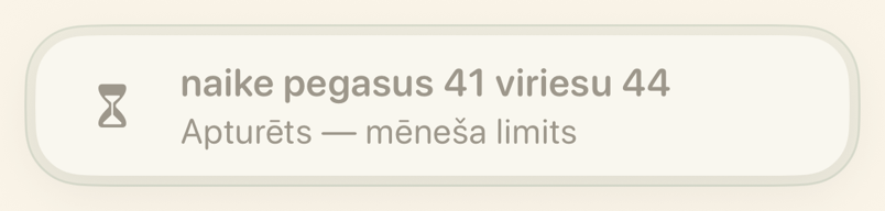 Apturēta atgādinājuma kartīte, sasniedzot mēneša limitu