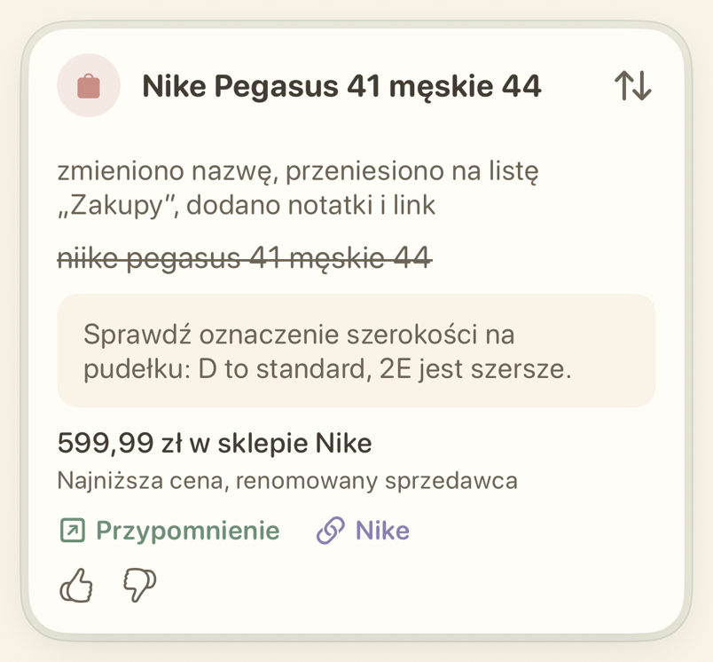 Karta przypomnienia do kupienia z ceną i linkiem do sklepu