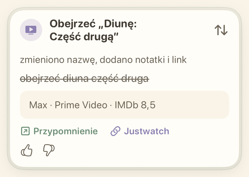 Karta przypomnienia do obejrzenia z serwisami streamingowymi